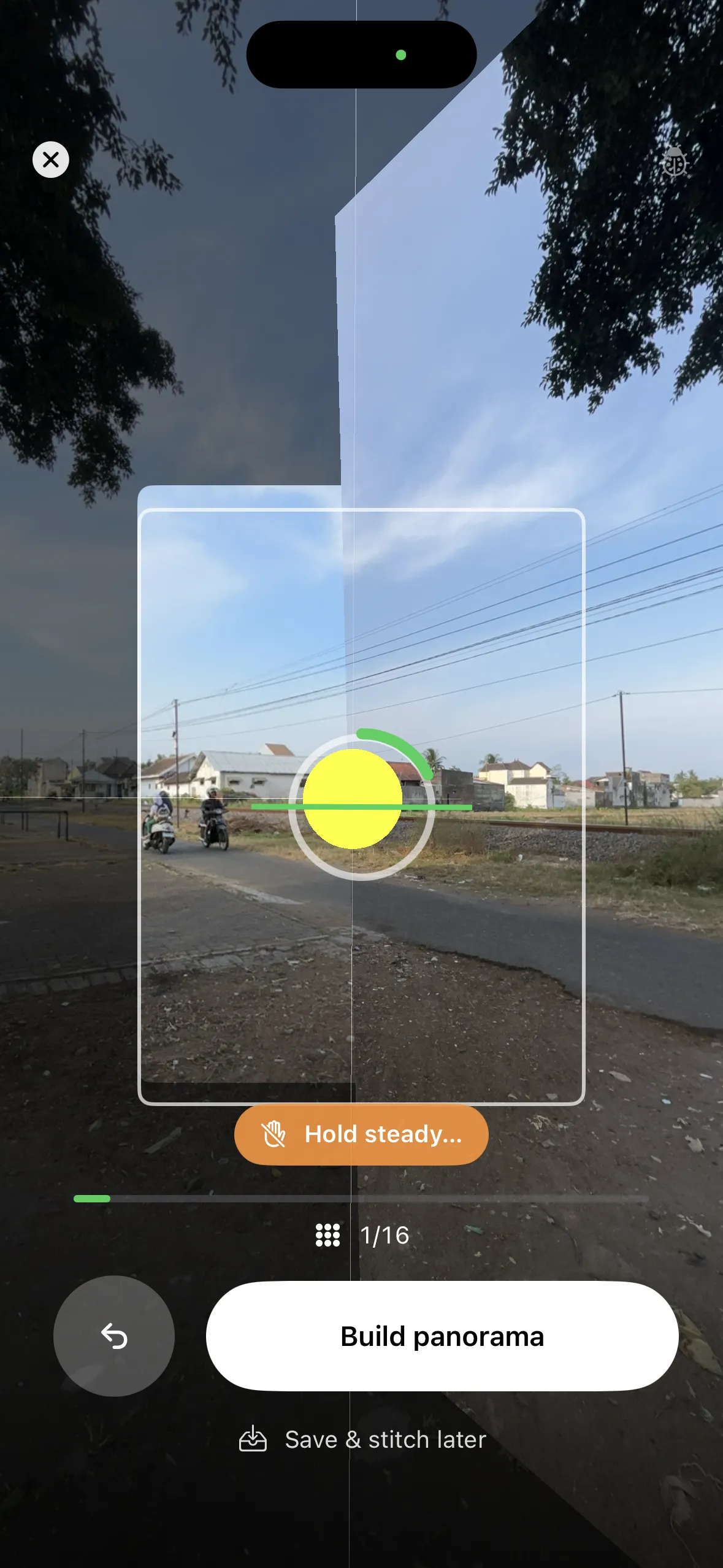 Raya 360 guided 360° capture screen